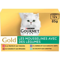 GOURMET GOLD Les Mousselines avec des Légumes pour chat adulte - 12x85g 