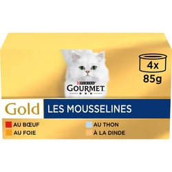 GOURMET GOLD Les Mousselines 4 variétés pour chat adulte 4x85g