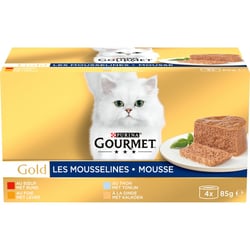 GOURMET GOLD Les Mousselines 4 Sorten für ausgewachsene Katzen 4x85g