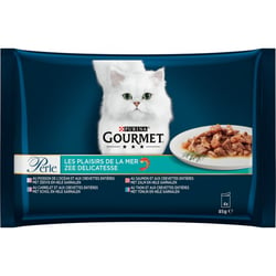 GOURMET PERLE Les Plaisirs de la Mer mit Scholle, Thunfisch und Lachs für erwachsene Katzen 4x85g