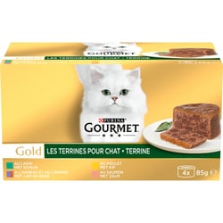 GOURMET GOLD Les Terrines 4 Sorten für ausgewachsene Katzen 4x85g