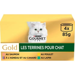 GOURMET GOLD Les Terrines 4 variétés pour chat adulte 4x85g