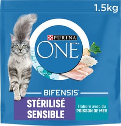 PURINA ONE Stérilisé Sensible au poissons céréales complètes pour chat