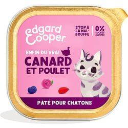 Edgard & Cooper Barquette de Pâtée Canard et Poulet frais Sans Céréales pour Chaton