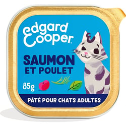 Edgard & Cooper Barquette de Pâtée Saumon et Poulet frais Sans Céréales pour Chat Adulte