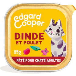 Edgard & Cooper Barquette de Pâtée Dinde et Poulet frais Sans Céréales pour Chat Adulte