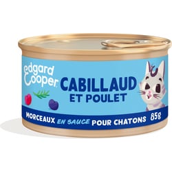 Edgard & Cooper Morceaux en Sauce Cabillaud et Poulet frais Sans Céréales pour Chaton