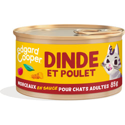 Edgard & Cooper Morceaux en Sauce Dinde et Poulet frais Sans Céréales pour Chat Adulte