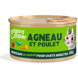 Edgard & Cooper Morceaux en Sauce Agneau et Poulet frais Sans Céréales pour Chat Adulte