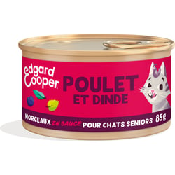 Edgard & Cooper Morceaux en Sauce Poulet et Dinde frais Sans Céréales pour Chat Senior