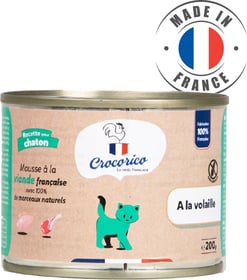 CROCORICO Mousse sans céréales pour chaton et chatte allaitante 100% Française à la volaille 