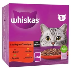 WHISKAS Frischebeutel Les Repas Classiques in Soße für ausgewachsene Katzen 4 Sorten