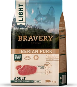 BRAVERY Adult Medium & Large Light Sans Céréales Iberian Pork pour Chien de moyenne et grande taille stérilisé