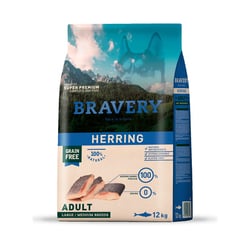 BRAVERY Adult Medium & Large Sans Céréales Hareng pour Chien de moyenne et grande taille