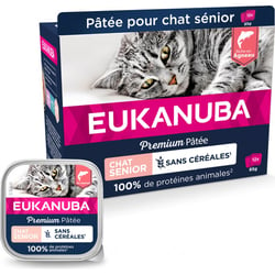 EUKANUBA Nassfutter ohne Getreide reich an Lachs für ältere Katzen