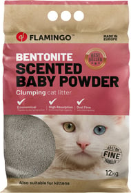 Litière agglomérante Flamingo Baby powder pour chat et chaton