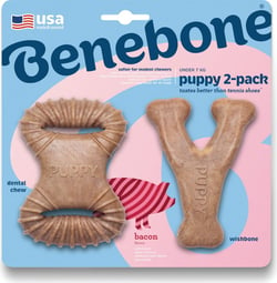 Pack Jouet à mâcher Dental Chew et Wishbone saveur bacon pour chiot