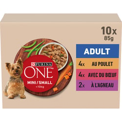 PURINA ONE MINI effilés agneau, boeuf et poulet en sauce pour chien