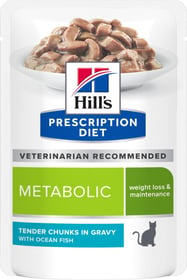 Pack de 12 Sachets Repas HILL'S Prescription Diet Metabolic pour Chat au Poisson de l'océan