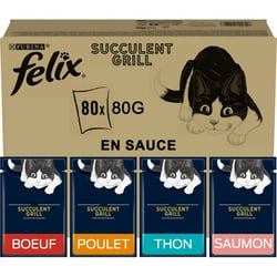 FELIX Succulent Grill v omaki za odrasle mačke - 4 okusi - 80X80g