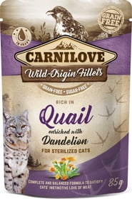 CARNILOVE Sachet fraîcheur à la Caille avec pissenlit pour chat stérilisé