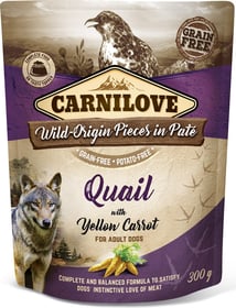 CARNILOVE Sachet fraîcheur à la Caille et carotte jaune pour chien