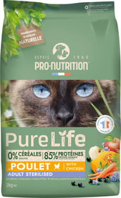 PRO-NUTRITION Pure Life Sans Céréales Sterilized au Poulet pour Chat Adulte Stérilisé