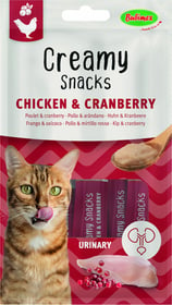 BUBIMEX Creamy Snacks Urinary Friandise à lécher au poulet et cranberry pour chat