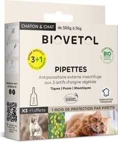 BIOVETOL Pipettes insectifuge bio pour chat et chaton