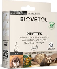 BIOVETOL Pipettes antiparasitaires bio pour rongeurs