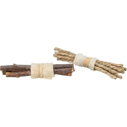 Jouet en bois, algues et luffa pour rongeur et lapin - Set de 2 bâtonnets