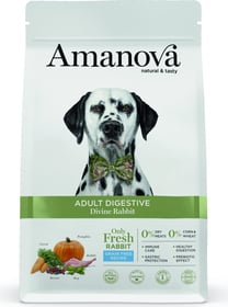 AMANOVA Digestive Croquettes sans céréales avec 64% de lapin frais pour Chien adulte