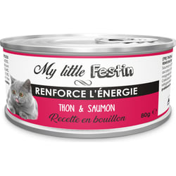 MY LITTLE FESTIN Energie Pastete in Bouillon oder Sauce für ausgewachsene Katzen 80g - 2 Geschmacksrichtungen zur Wahl