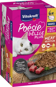 VITAKRAFT Poésie Délice Plus - Repas en sauce sans céréale ni sucre ajouté pour chat - 6 barquettes