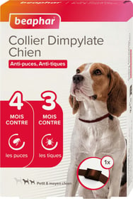 Collier Dimpylate anti-parasitaire anti-puces et tiques petits et moyens Chiens - Efficacité immédiate et durable 4 mois