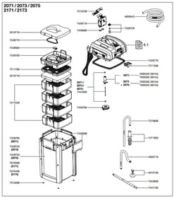 Pièces détachées pour filtre externe Eheim Professionel III 2071, 2073, 2074 et 2075