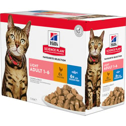 Hill's Feline Adult Light Multipack mit Hühnchen & Fisch