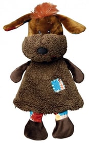 Peluche chien marron avec tissu craquant