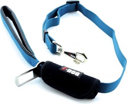 Laisse confort IDOG bleu / gris avec boucle de sécurité pour voiture