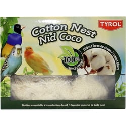 TYROL Nid en Fibres de Coton pour Oiseaux Domestiques. 100% coton. Coloris Blanc. 50G