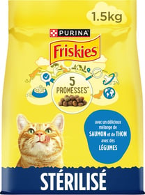 FRISKIES pour chats stérilisés avec du saumon, du thon et des légumes 