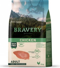 BRAVERY Adult Medium & Large Sans Céréales Poulet pour Chien de moyenne et grande taille