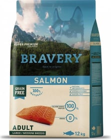 BRAVERY Adult Medium & Large Sans Céréales Saumon pour Chien de moyenne et grande taille