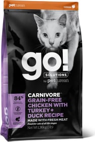 PETCUREAN GO! Carnivore Sans Céréales au Poulet, Dinde & Canard pour Chat et Chaton