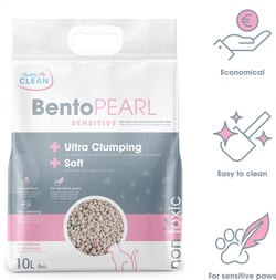 Litière minérale ultra agglomérante pour chat sensible ou chaton BentoPearl Sensitive