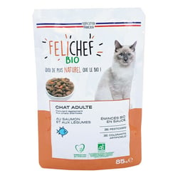 FELICHEF BIO Émincés en sauce Saumon pour chat Stérilisé et adulte