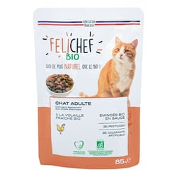 FELICHEF BIO Émincés en sauce Volaille pour chat Stérilisé et adulte