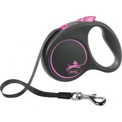 Laisse sangle Flexi BLACK DESIGN rose pour chien