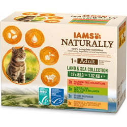 IAMS Naturally sachets fraicheurs Terre & Mer en sauce pour chat adulte