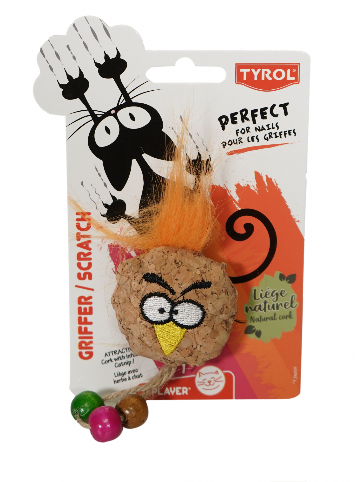 Vogelspeelgoed van natuurlijk kurk met catnip Tyrol